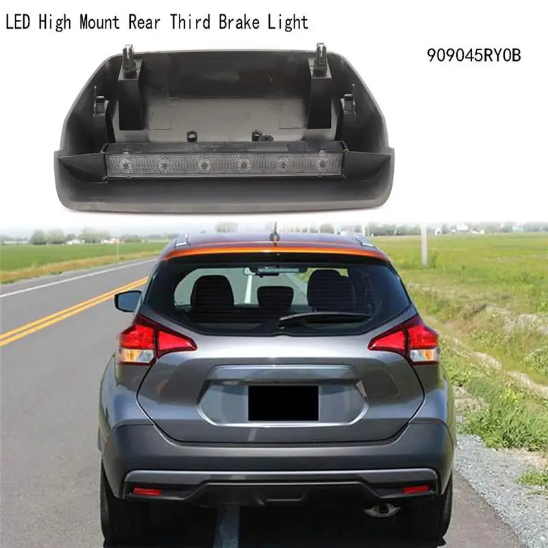 AMEXIAOXU Car LED High Mount Rear Third Brake Light Stop Signal Lamp For Nissan Kicks 2017-2020 909045RY0B Accessories