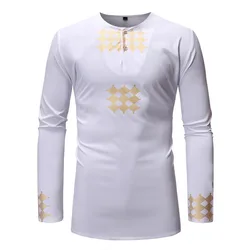 Uomo preto camisa muçulmana para homens, Kaftan, Musulman, Kurta, roupas muçulmanas indianas, estilo europeu, homem dourado, tops novos