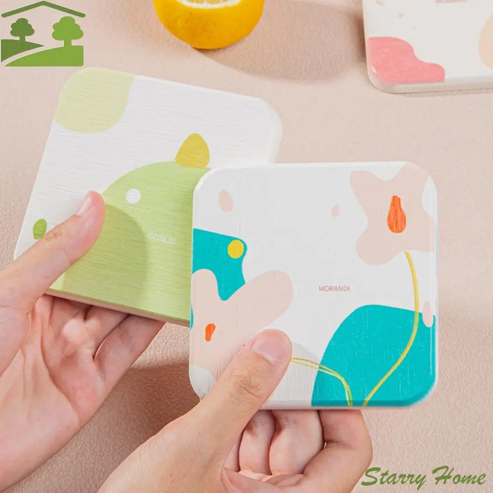 

4pcs Square/Round Morandi Diatomite Coaster Quick-drying Water-absorbent Insulation Pad Minimalist Style Anti Slip Mug Mat