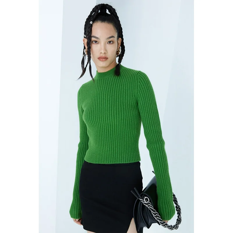 

Slim Fit High Ne Knit Sweater Base Layer Bla Women's Handpied Store New Arrival Commute Sle Long Sve Regular Length