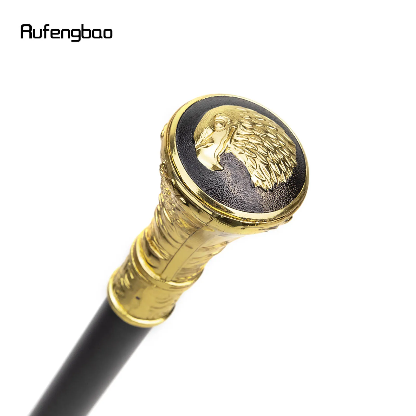 Gold Luxury Eagle Hawk Head Single Joint Walking Stick with Hidden Plate Self Defense Fashion Cane Plate Cosplay Crosier 93cm