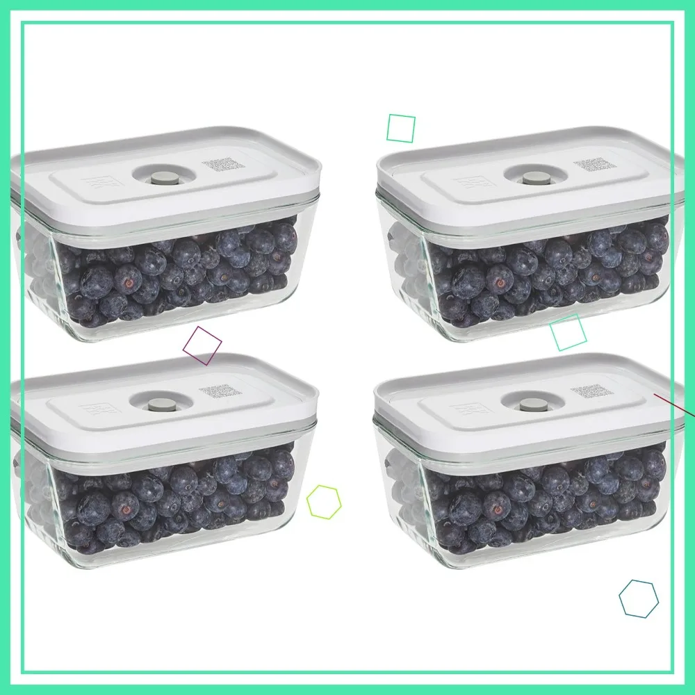 

4-Piece Small Glass Vacuum Sealer Food Storage Containers with Airtight Lids for Freshness
