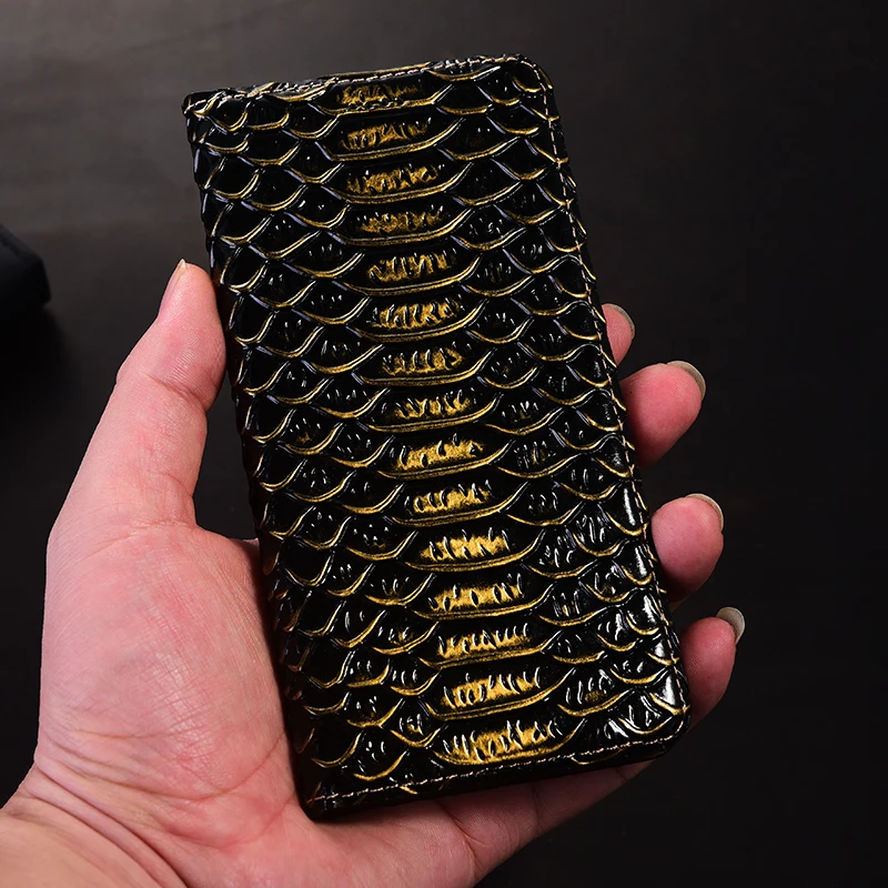 Snake Genuine Leather Case For Samsung Galaxy Note 5 7 8 9 10 20 Plus Ultra Lite Phone Wallet Cover Cases