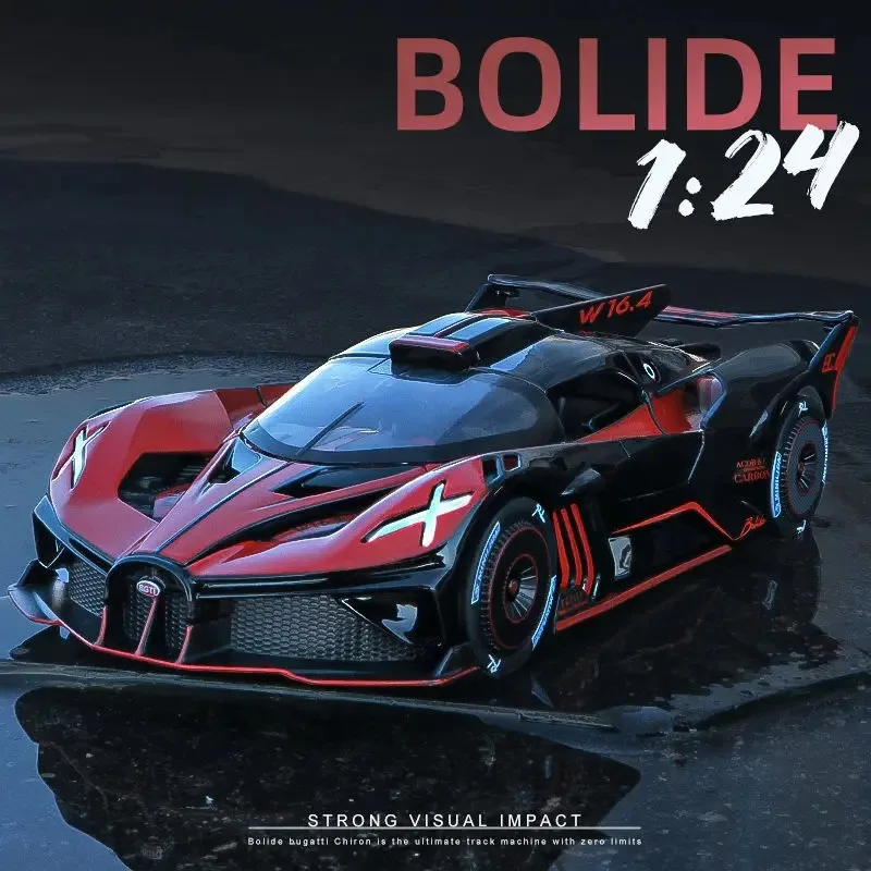 

1:24 Bugatti Bolide Alloy Sport Car Model Diecast Metal Toy Racing Vehicles Sound And Light Toy Collection Gift For Childrens