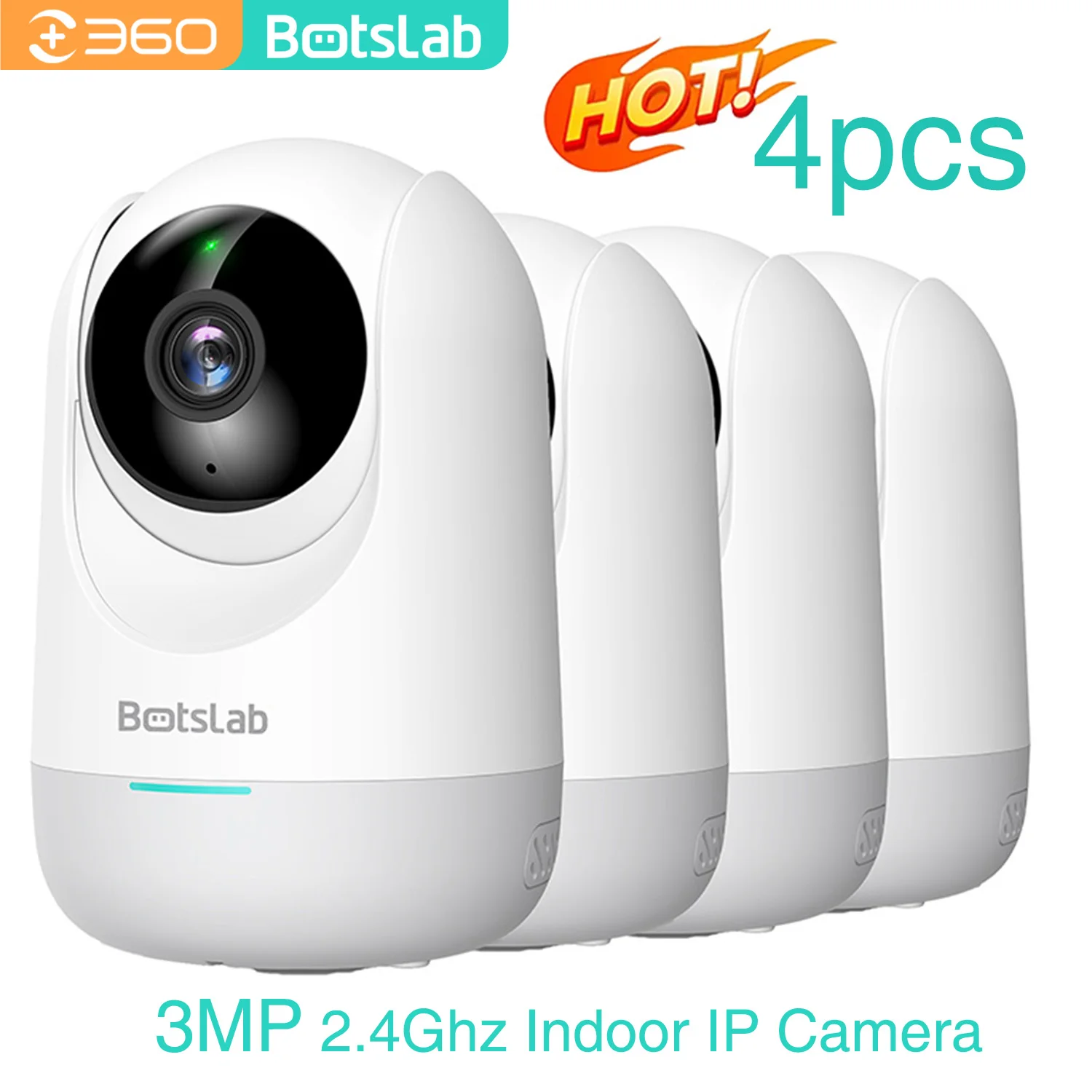 

Qihoo360 Botslab 4PCS 3MP Security Prtection Smart Home Cam 2K AI Human Detection Night Vision Webcam Work With APP PTZ Web cam