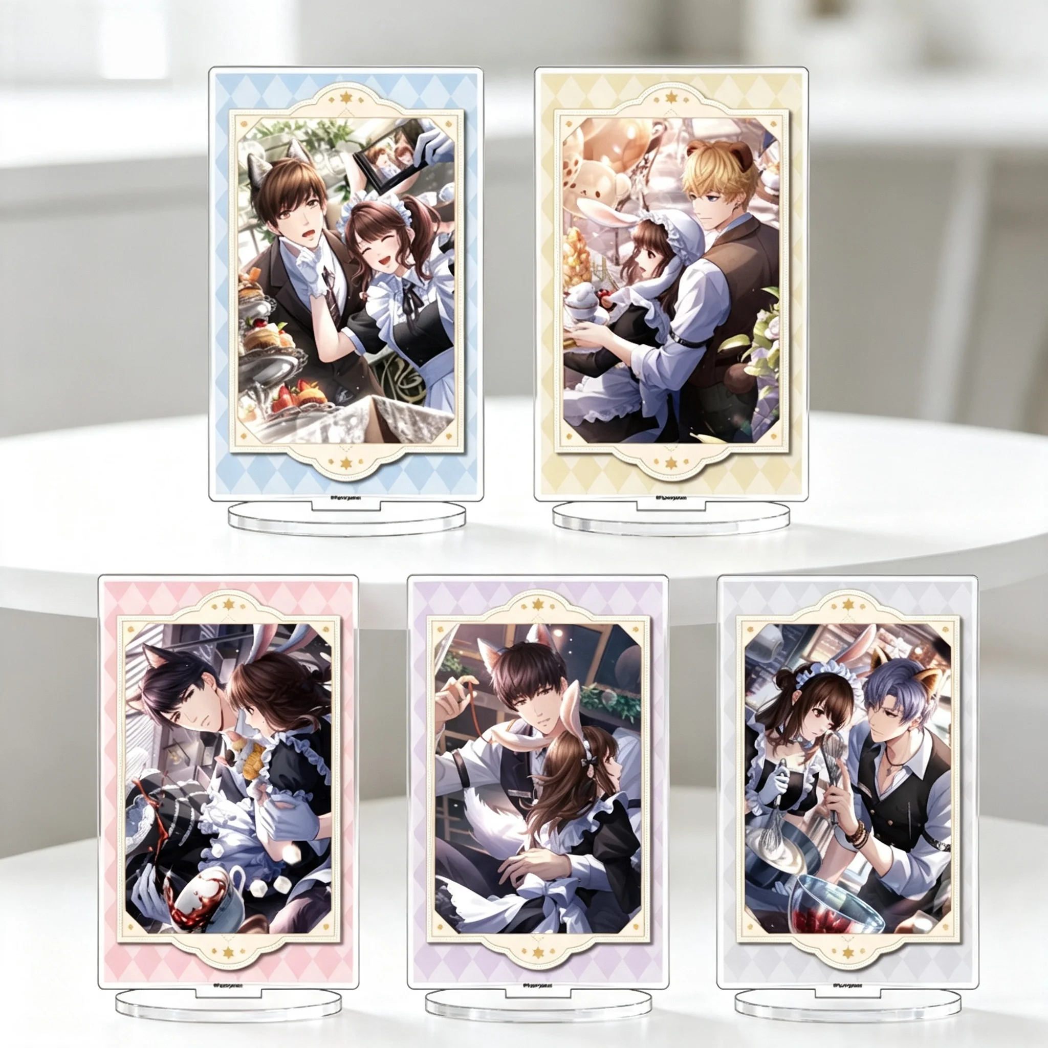 Game Love and Producer Simon 5th Anniversary Edition Rectangle Acrylic Stand Model Plate Keychains Desktop Ornament