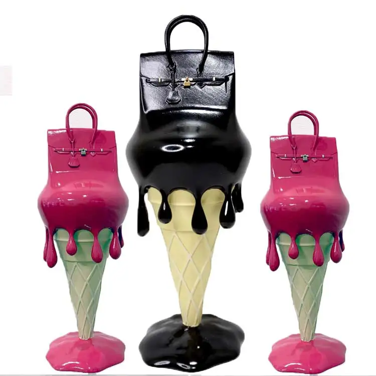 Indoor Abstract Fiberglass Sculpture Handbag Ice Cream Sculpture Vase Handbag Statue