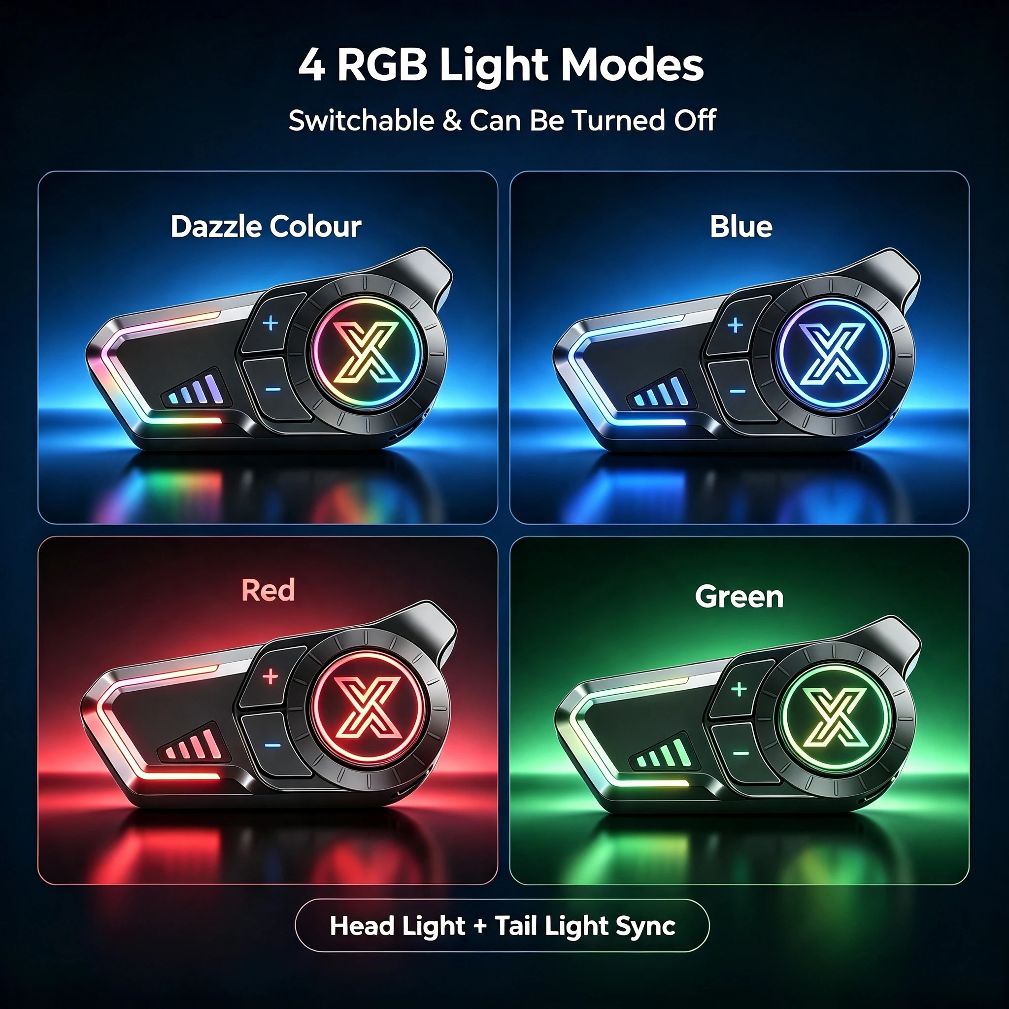 F20 Motorcycle Helmet Headset With LED Earphone Bluetooth 6.1 Stereo Waterproof For Android Ios Phone Universal Headset