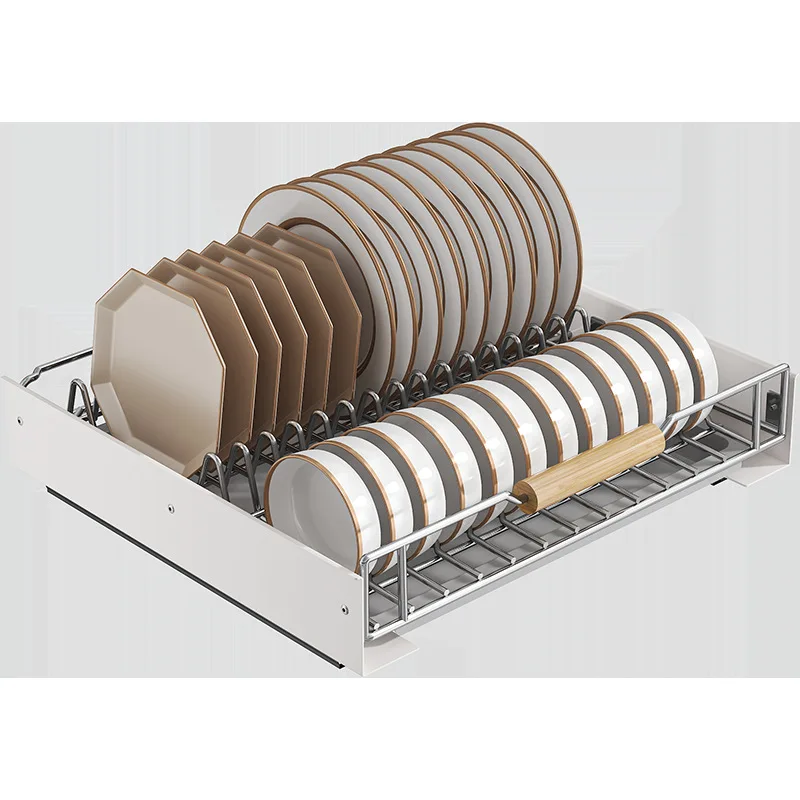 

Kitchen Dish Storage Rack Cupboard Pull Bowl Rack Pull Basket Cabinet Drawer Shelf Dish Plate Drain Rack