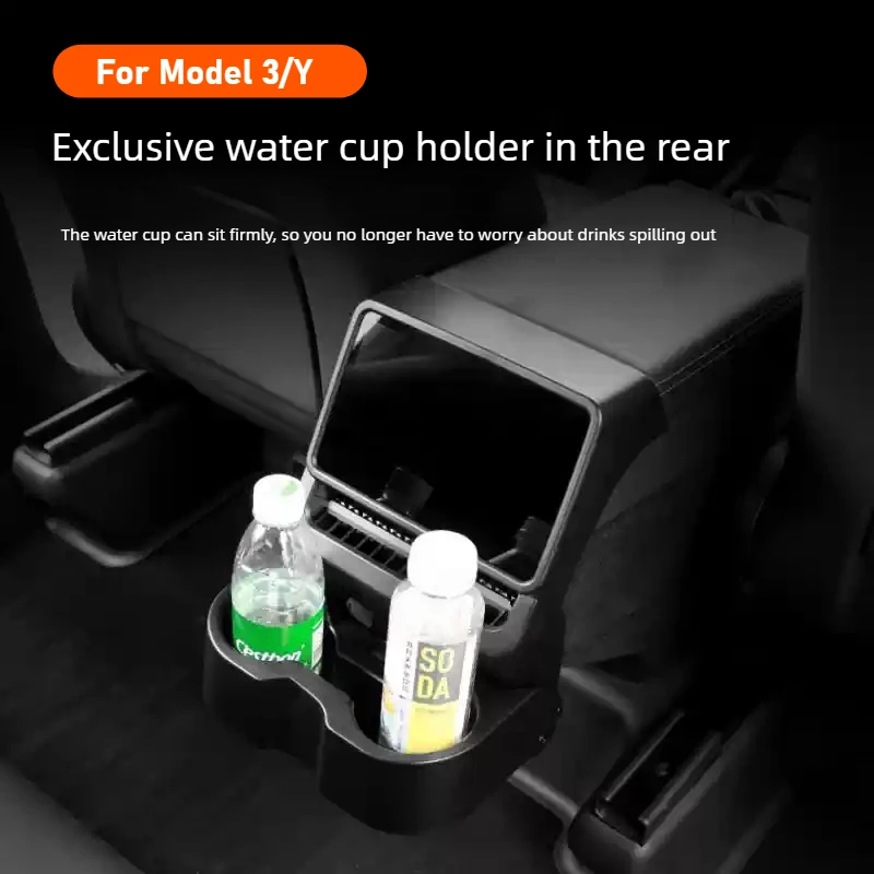 For Model 3 Highland Model Y Juniper Three in One Rear Air Outlet Cup Holder ABS Scratch-resistant Car Interior Asccesseries