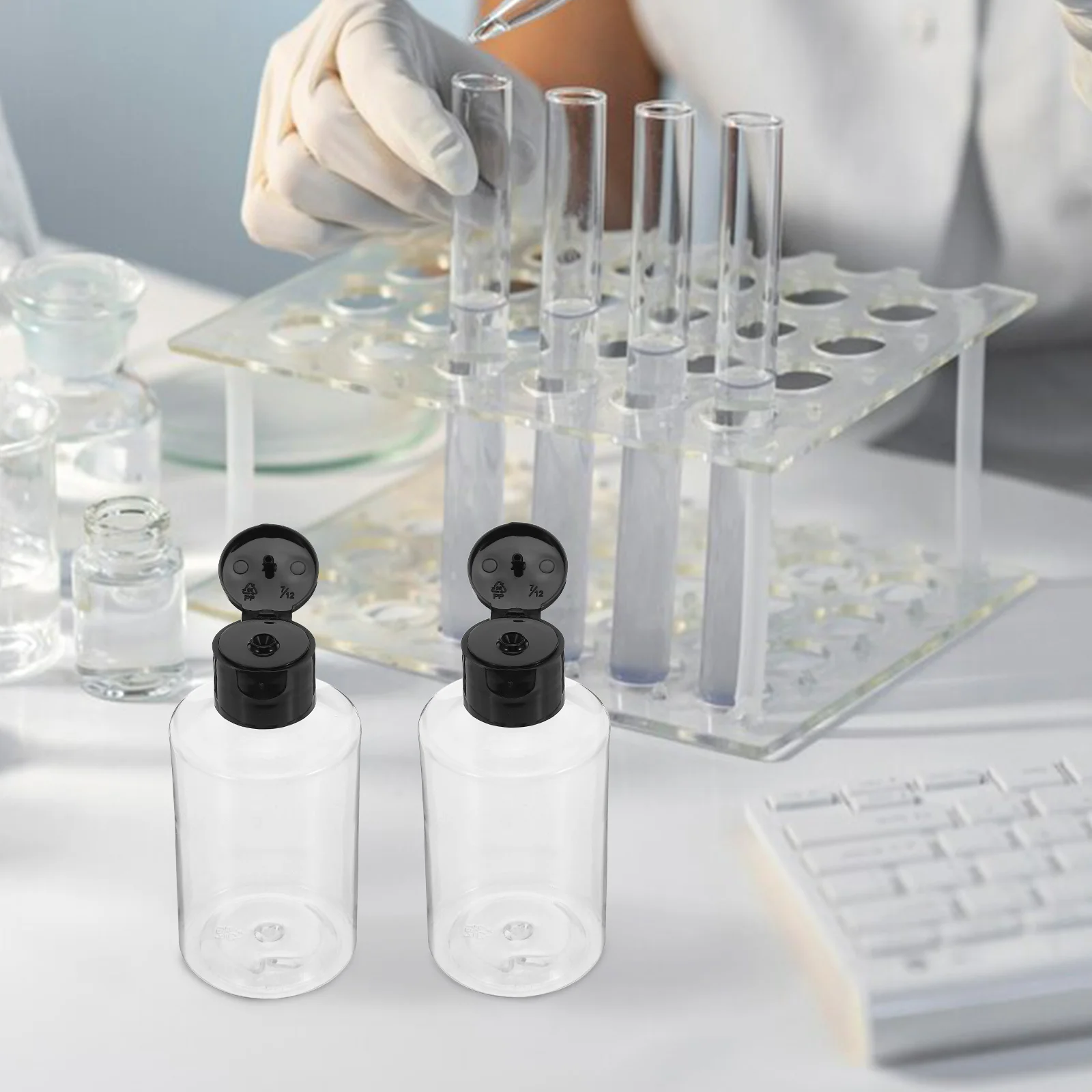12Pcs Laboratory Squeeze Bottles Clear Plastic Flip Top Caps Leakproof Refillable Dispensing Containers Portable Transparent