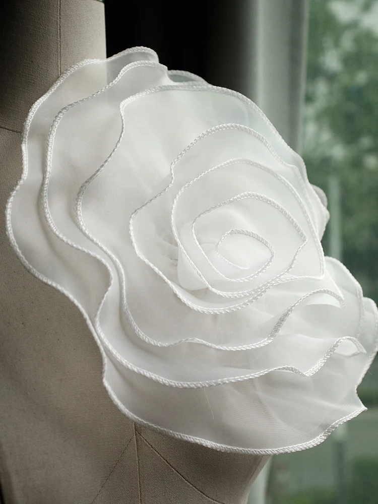 Super large rose flower yarn wedding wedding dress decoration headdress handmade DIY clothing designer sew on patches