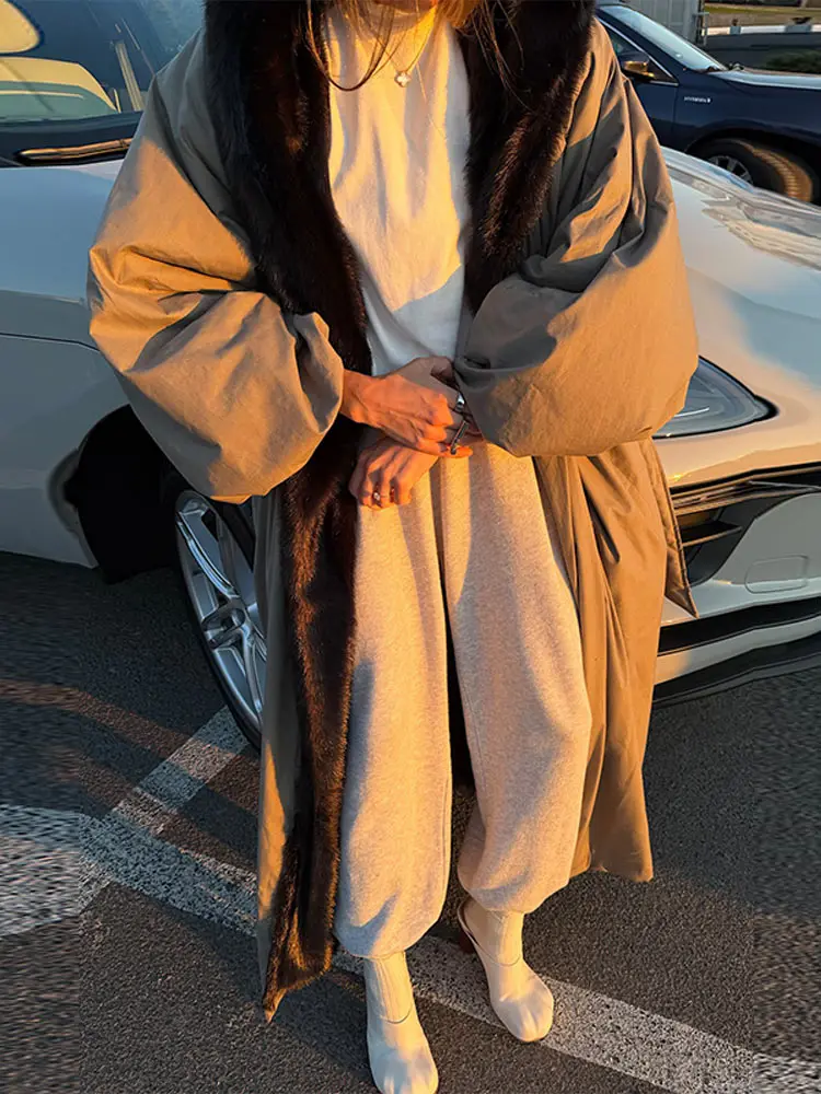 الخريف الشتاء فو الفراء طوق معطف للنساء كبيرة الحجم فضفاضة سترة طويلة الصلبة الفاخرة معطف دافئ 2025 سيدة جديدة موضة أبلى #6