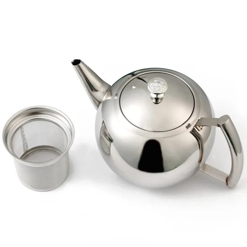 Silver Gold Colors 1.5L/2L Teapots Stainless Steel Water Kettle Hotel Tea Pot with Filter Hotel Coffee Pot Restaurant Tea Kettle