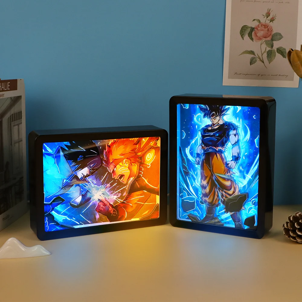 Lampu meja untuk kamar tidur 3D kertas gambar bingkai Shadow kotak dengan lampu malam untuk anak-anak lampu buku Usb isi ulang
