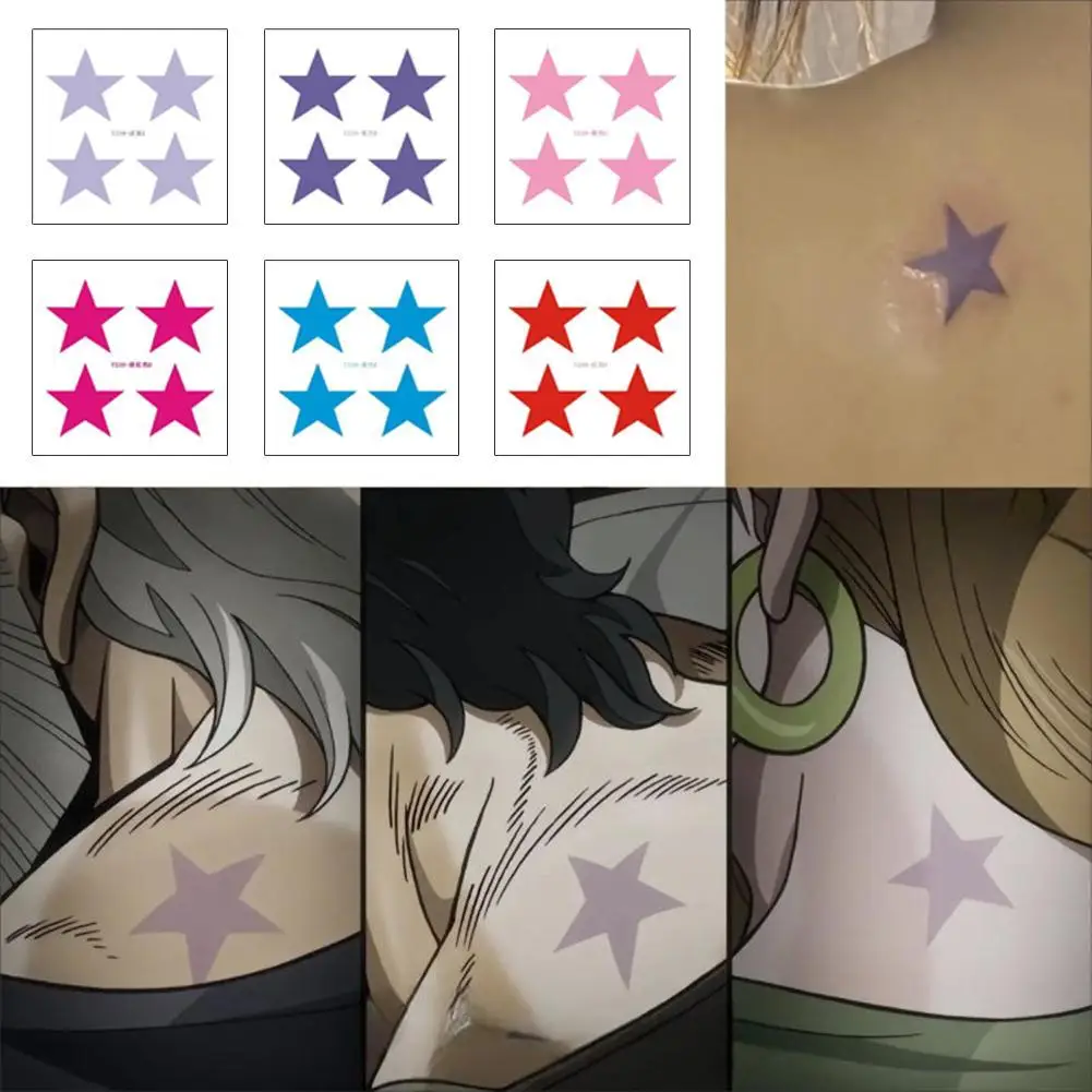 

Anime Pink Purple Stars Tattoo Stickers Colorful Lasting Tattoo Art Temporary Tattoos Waterproof Tatoo Cartoon Fake Tattoo