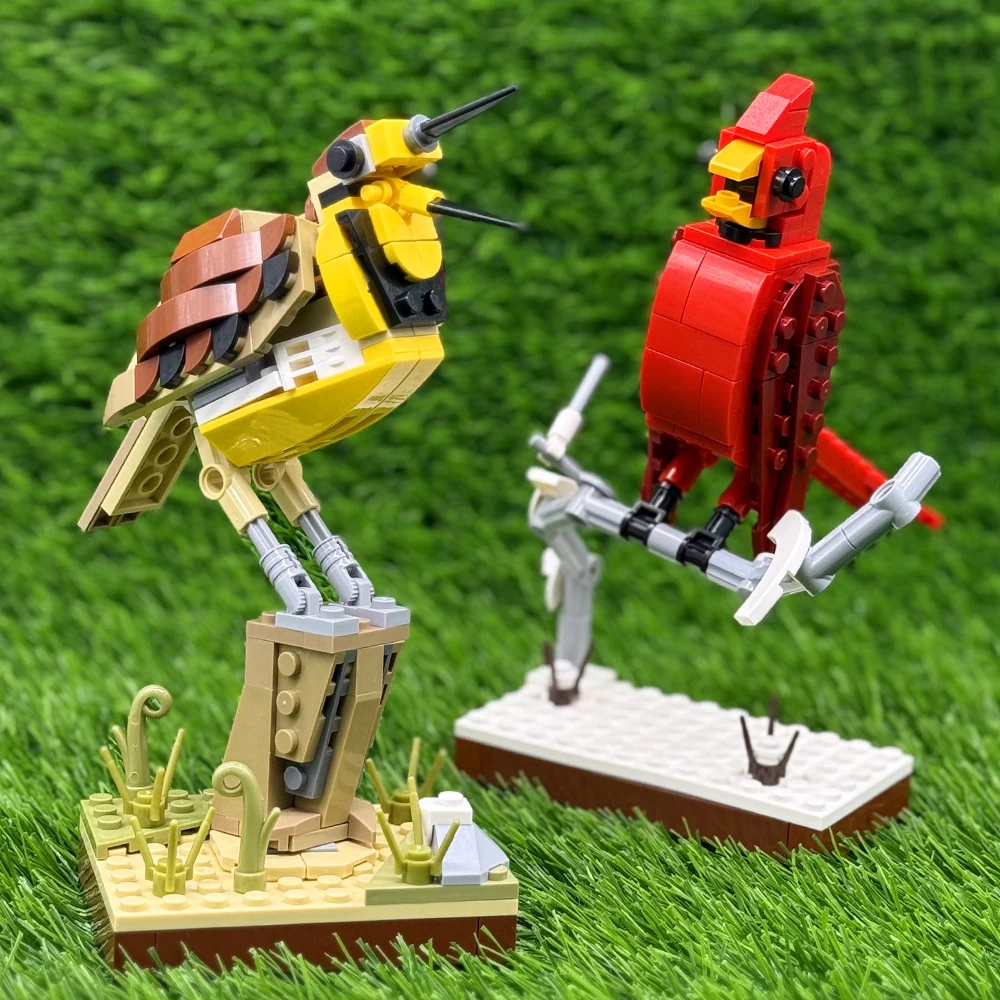 

Конструктор MOC: Североамериканский кардинал, птица-финч из серии «Праир Вестерн», модель из кирпичиков, коллекция для любителей птиц, рождественский подарок