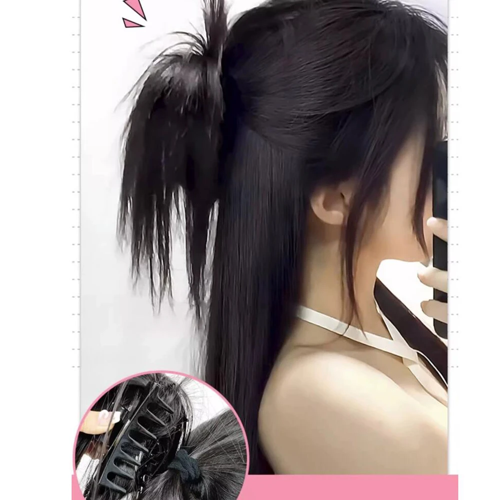 

Y2K girls sweet cool Ball Head Chicken Feather Shuttlecock Head High Ponytail clip wig Chicken Nest claw Clip wigs Extensions