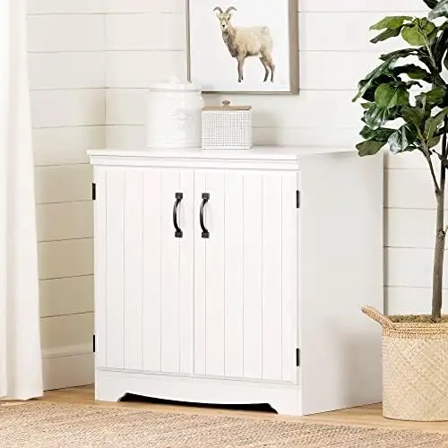 Farnel 2-Door Storage Cabinet-Pure White, Tall with 4