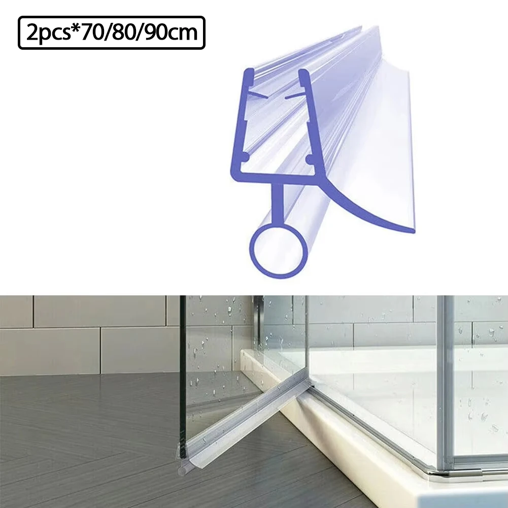 

2pcs 70/80/90cm Shower Screen Seal Strip 6/8/10mm Bathroom Door Bottom Weatherstrip PVC Frameless Water Deflector