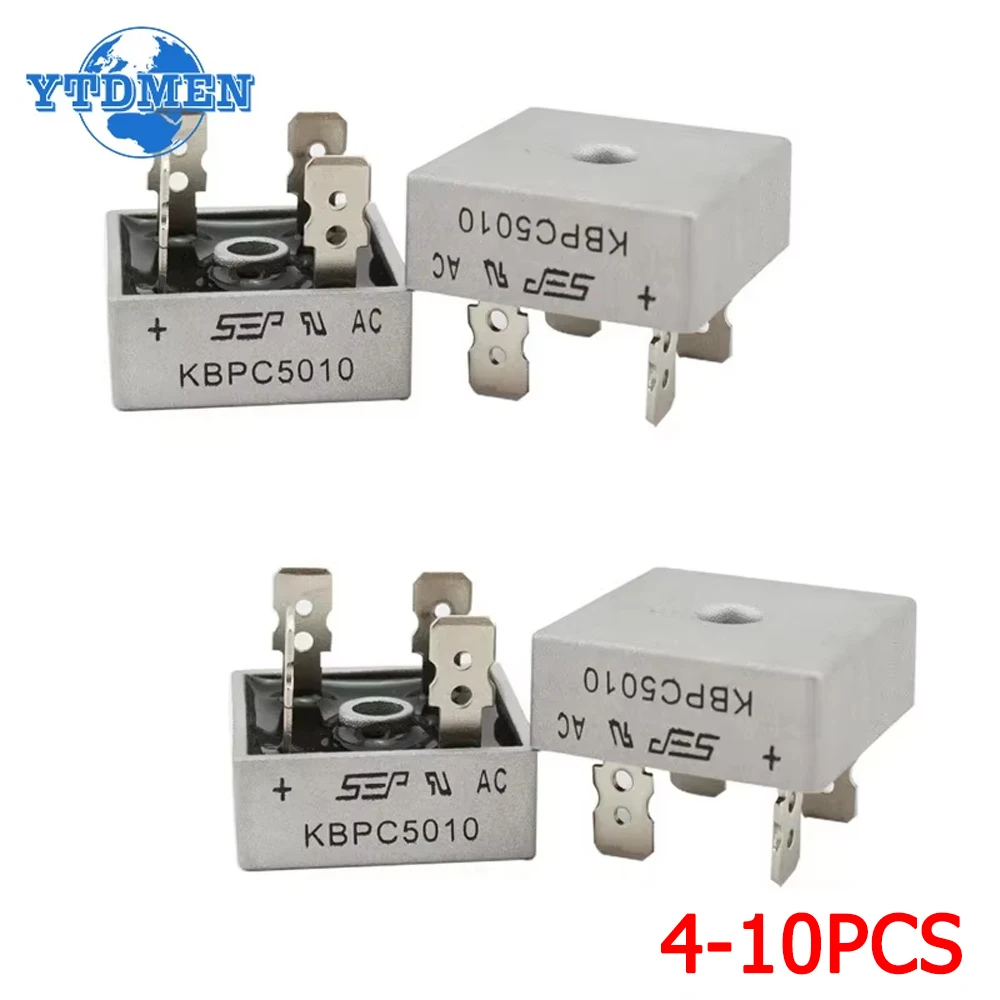 4-10PCS Diode Bridge Rectifier KBPC5010 50A 1000V Rectifiers Electronics Kit