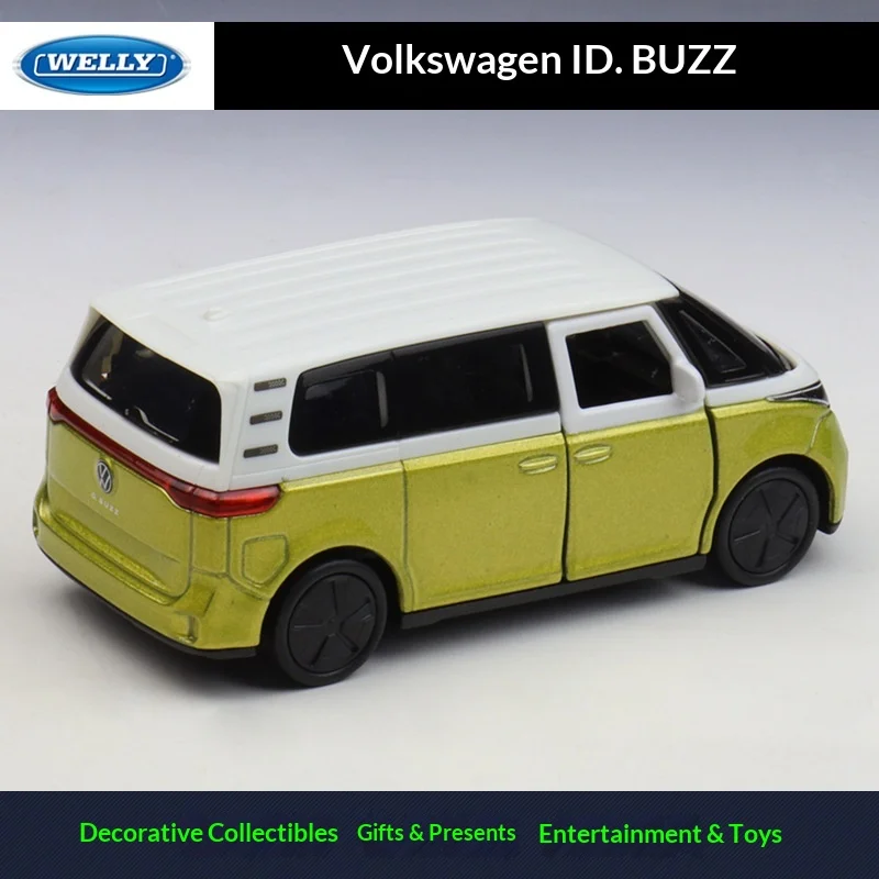 WELLY 1:36 Volkswagen ID. Buzz Pull-Back Alloy Die-cast Model, Officially Licensed Electric Bus Replica for Collectors & Display image 2