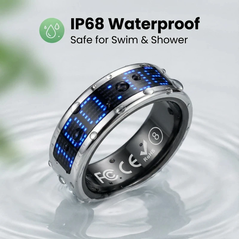 

IP68 Waterproof Smart Ring Stainless Steel Fitness Tracker App Control Menstrual Cycle Tasbih Fashion Jewelry