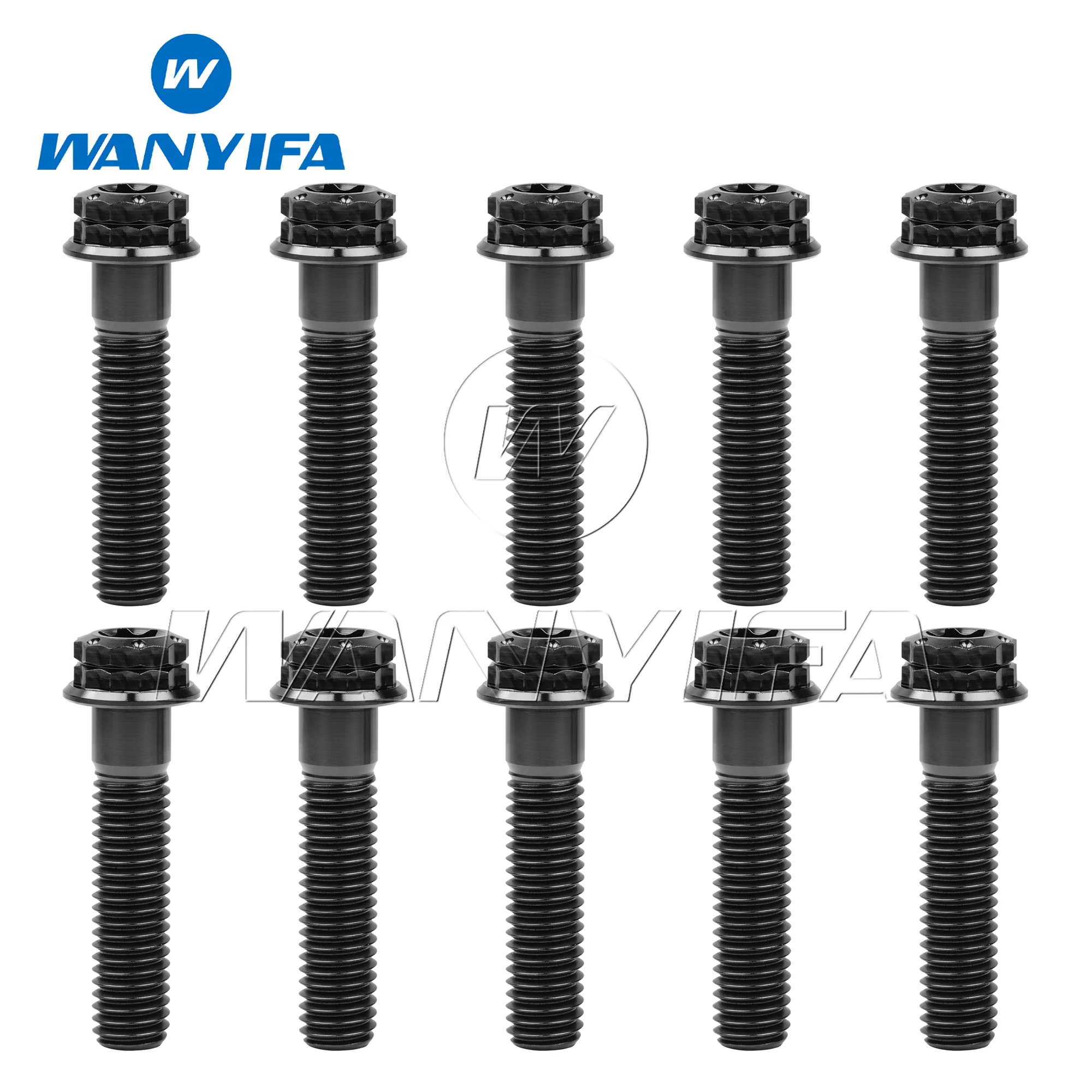 Wanyifa-Parafuso de titânio para motocicleta reequipada, T40 parafusos de cabeça, flange Torx, M8 x 15, 20, 25, 30, 35, 40, 45, 50, 55, 60, 65, 80 milímetros, 4 PCes, 10 PCes