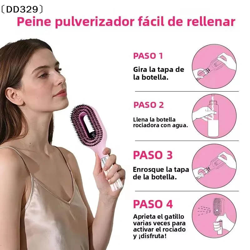 Sprayer Comb Detangling Scalp Massage Hairbrush With Spray Bottle Essential Oil Water Mist Spray Brush Anti-static Summer〔DD329〕