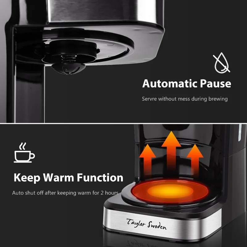 Taylor Swoden-Cafetière programmable de 12 tasses, machine à café goutte à goutte pour infusion régulière et de bain pour la maison et le bureau