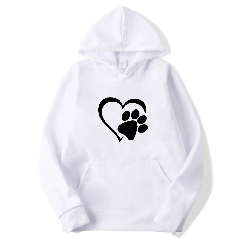 Fashion Pure Color Cute Dog Paw Outdoor Sports Hoodies & Sweatshirts Autumn Winter Jacket Hooded Pullover Sport Tops