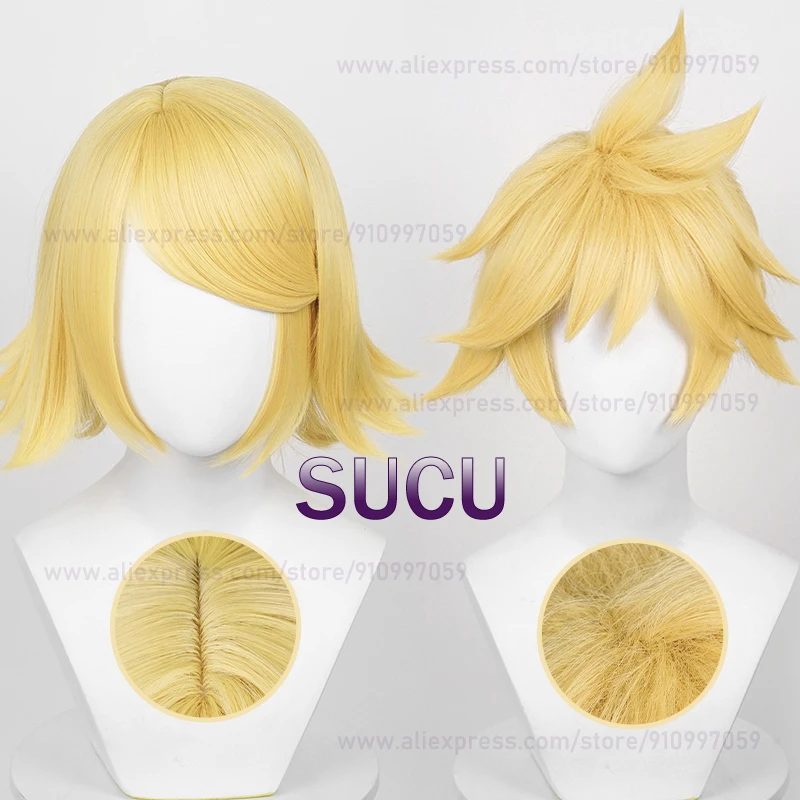 Rin len cosplay perücke 30cm kurze hell goldene frauen mann haar anime hitze beständige synthetische perücken