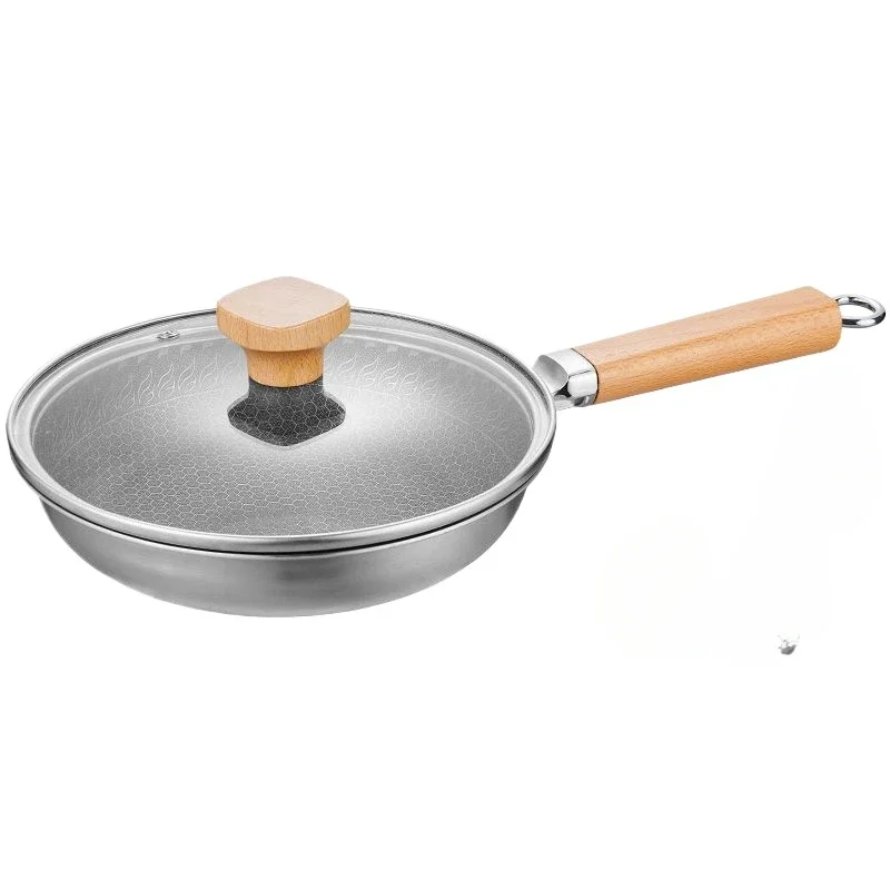 

26/28cm Frying Pans with Lid,Stainless Steel Nonstick Frying Pan Honeycomb Skillet for Gas Electric Induction Ceramic Stoves