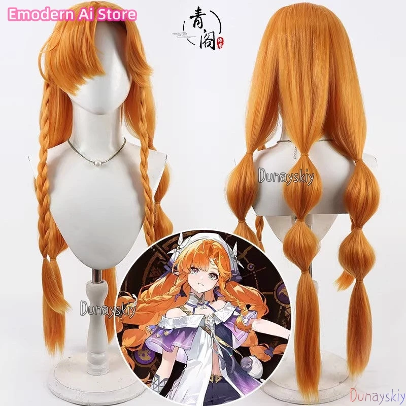 Game Wuthering Waves Sigrika Cosplay Wig Orange Long ThreeBraid Cosplay Wig For Comicon Party Adult Women Men Halloween party