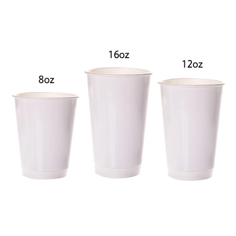 

50pcs Coffee Paper Cups 16 Oz Double Wall Insulated Pe Lining Leak Proof Smooth Rim Lid Hot Cold Drinks Paper Cups For Coffee
