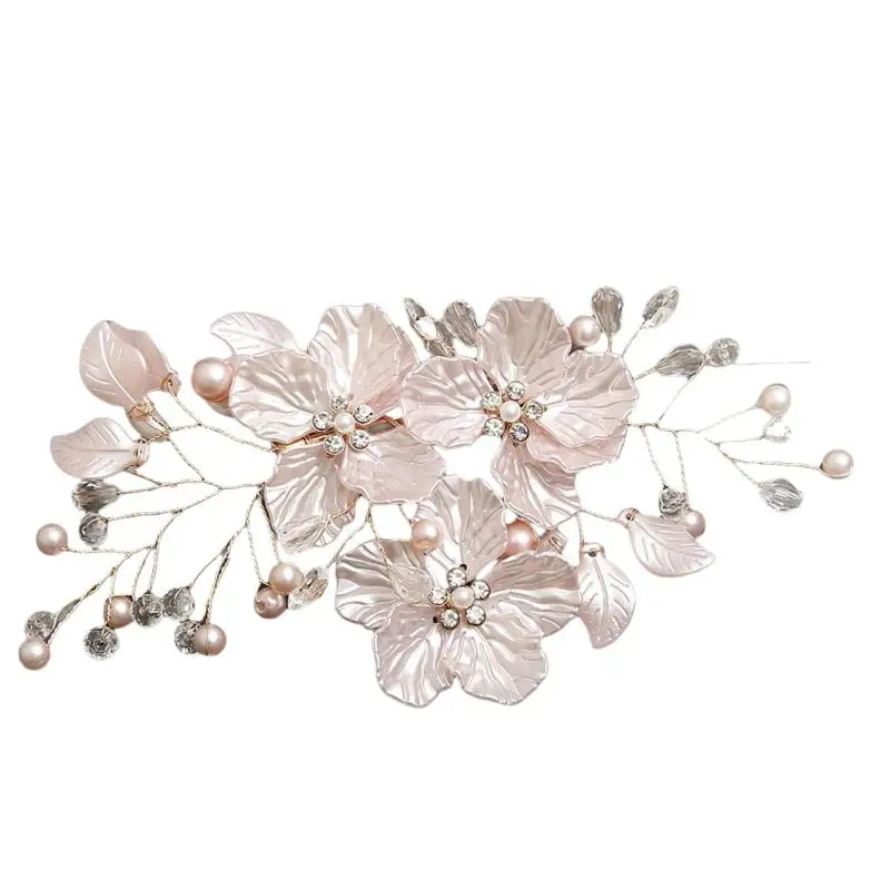 1 Stück Handgefertigter Weißer Braut-Kopfschmuck Neuer Kristall-Perlen-Blumen-Brautkopfschmuck Elegante Luxuriöse Hochzeits-Haarnadel für Frauen – Detail 7