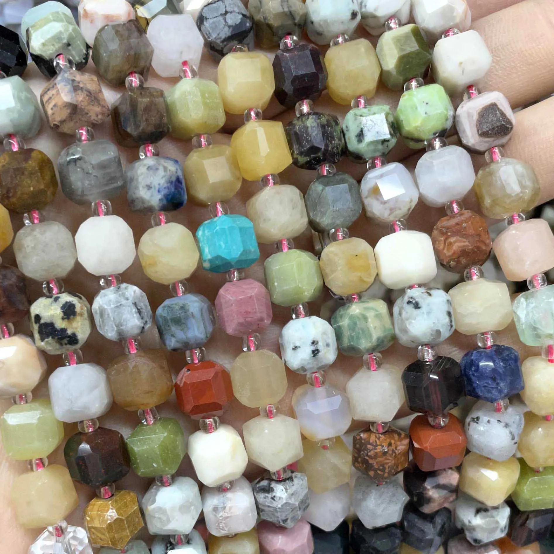 Natural Stone Square Agates Amethyst Tiger Eye Rose Quartz Cube Loose Spacer Beads For Jewelry Making DIY Charm Necklace Earring