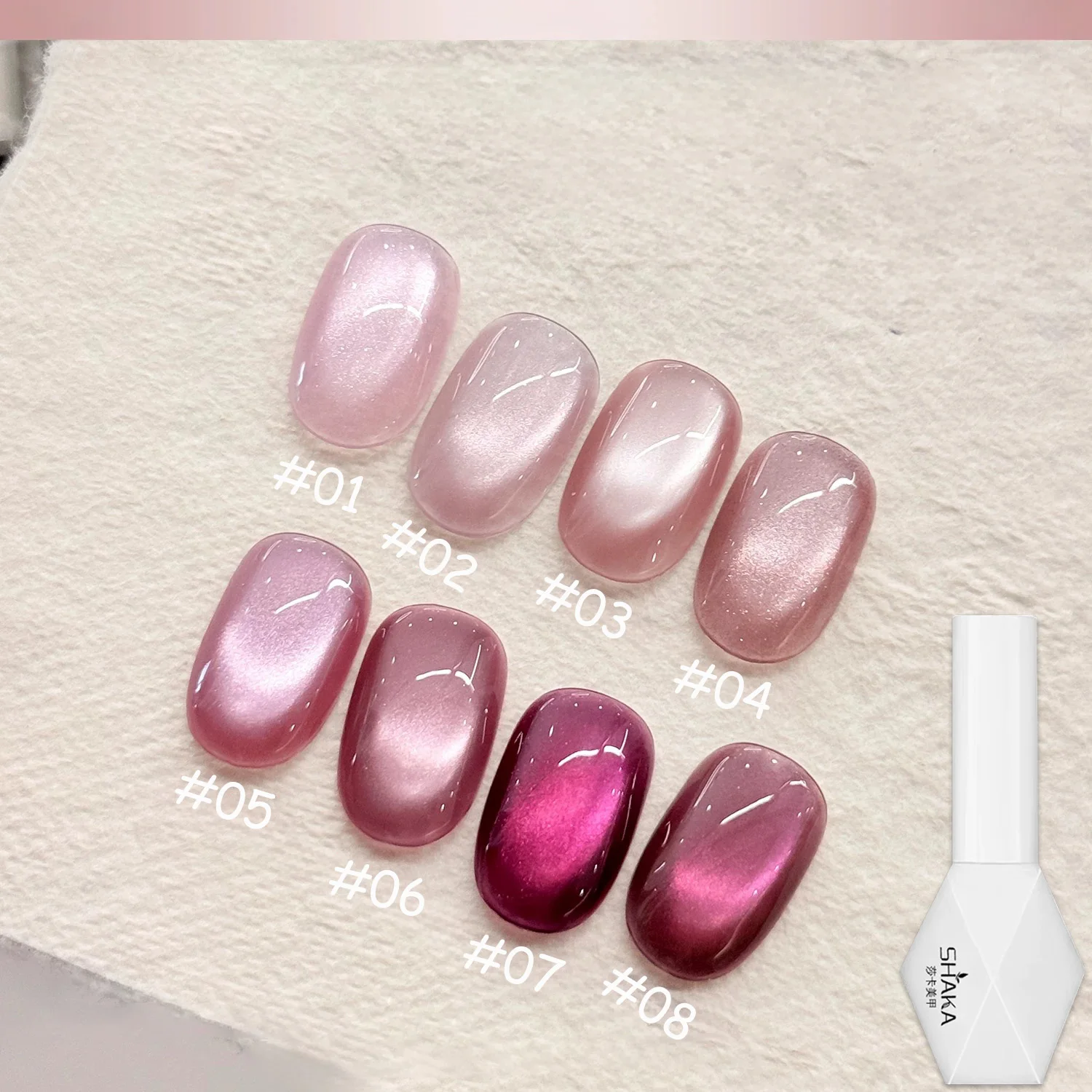 1-8 unidades SHAKA Esmalte em Gel Olho de Gato Summer Sweet Love 2026 Novo Estilo Efeito Clareador Rosa Pitaya com Contas de Vidro