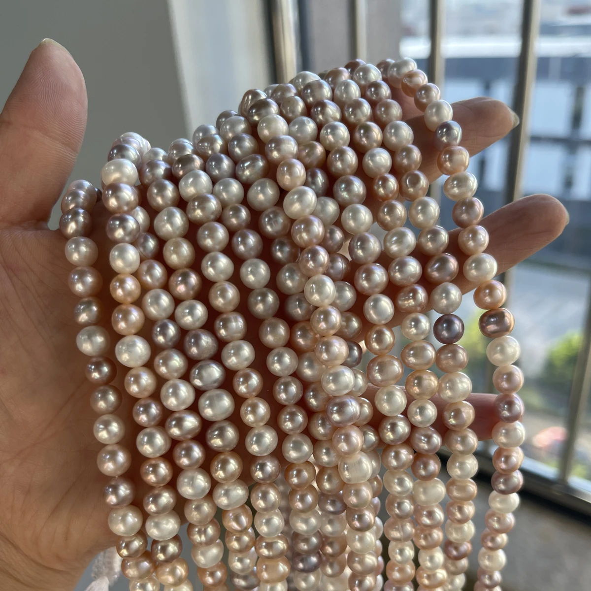 

7-8mm Natural Freshwater Pearl Round Mixed Dazzling Color Spacer Bead Jewelry Make DIY Necklace Bracelet Women Accessory