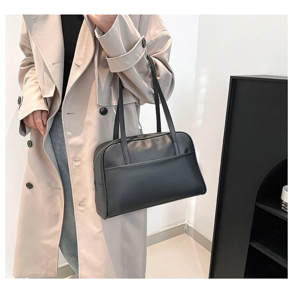 Hand Carry Bag Medium Soft Pu Leather Handbag Women'S Shoulder Tote Bag Large Capacity Retro Underarm Bag For Daily Commuting