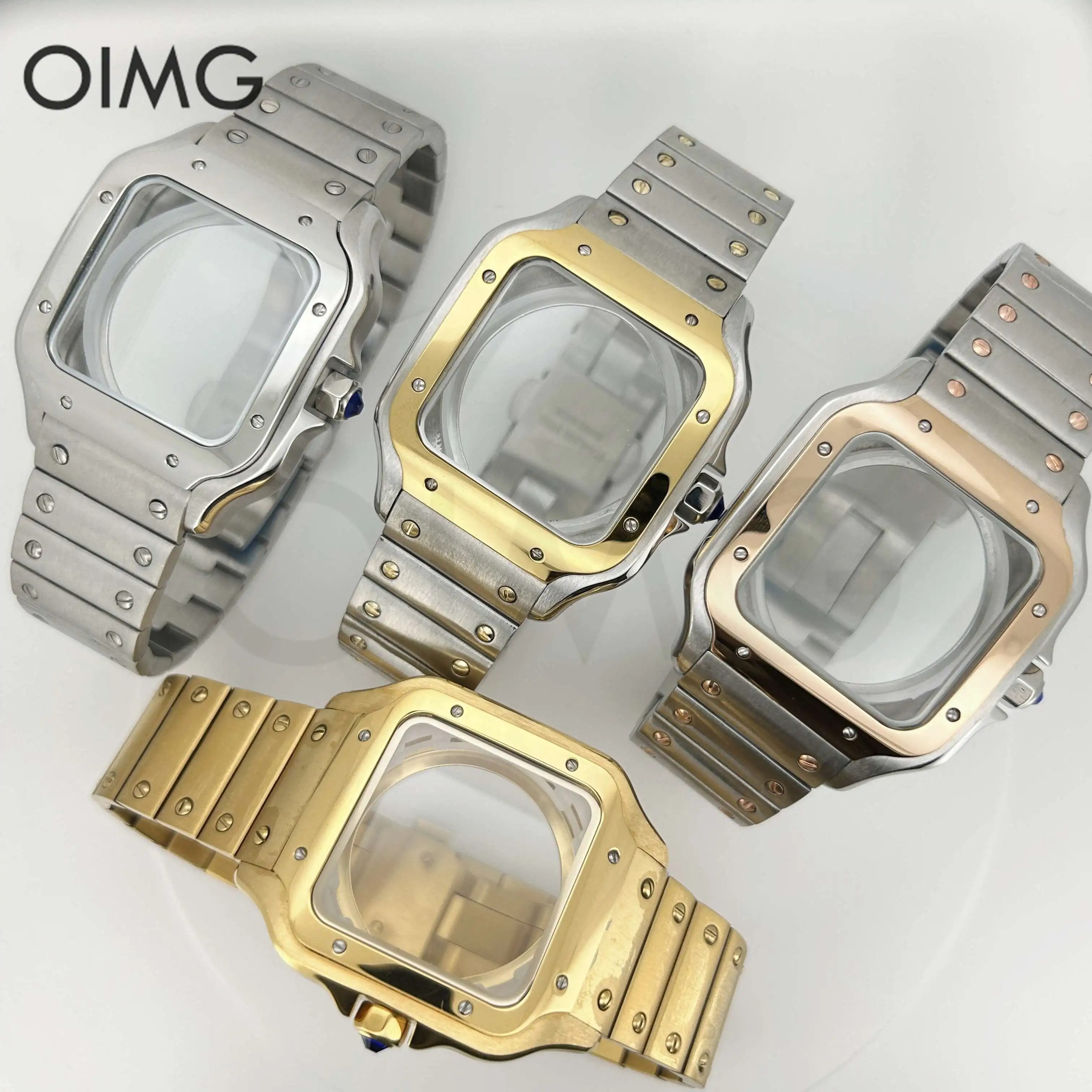 

Silver Gold Black Watch Accessories Square Watch Case 38mm with 27MM Dial for Cartiers Brand Case with NH36/35/4R/7S Movements