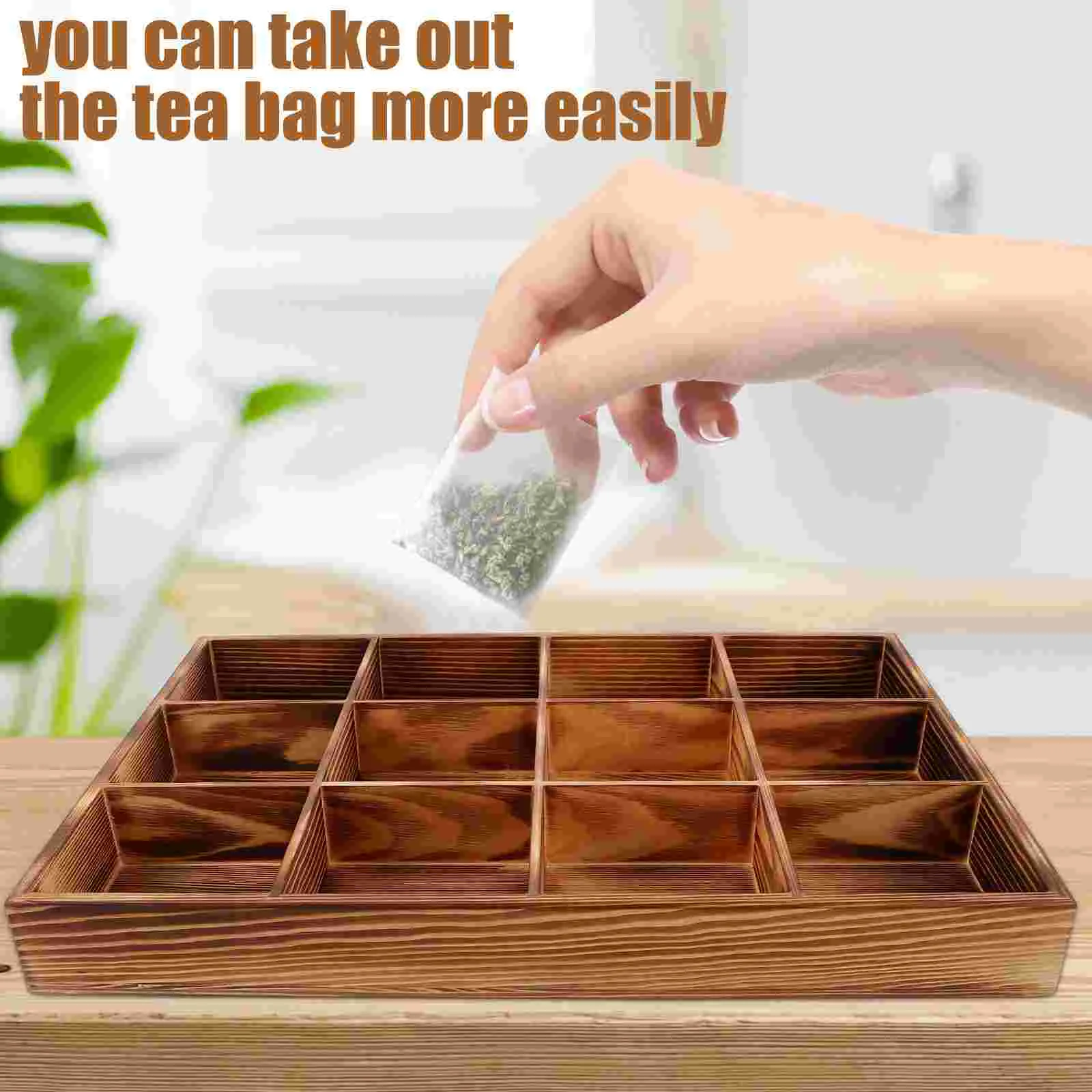 Wood Tea Bag Holder Tea Bag Organizer Coffee Candy Storage Box Sugar Packets Container Dispenser