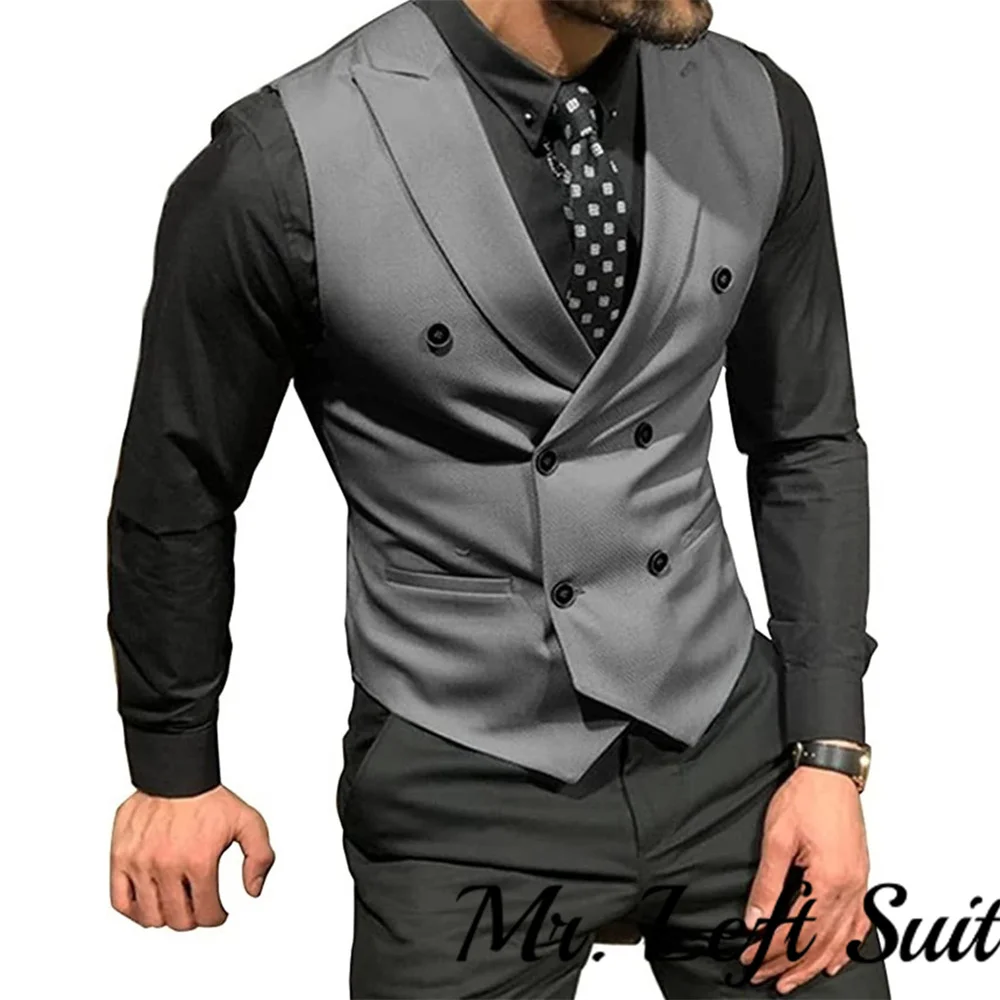 Men\'s Suit Vest Stylish Double Breasted Tuxedo Waistcoat Brand New Slim Fit Business Banquet Wedding Dress