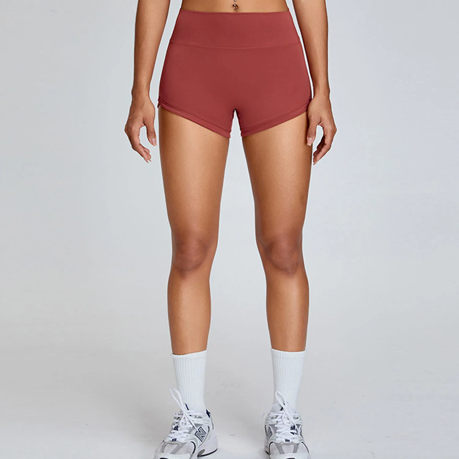 Pantalones cortos de gimnasio para mujer, pantalones cortos atléticos de cintura alta para levantamiento de glúteos, pantalones de Yoga suaves para motorista, mallas deportivas para Fitness, medias cortas
