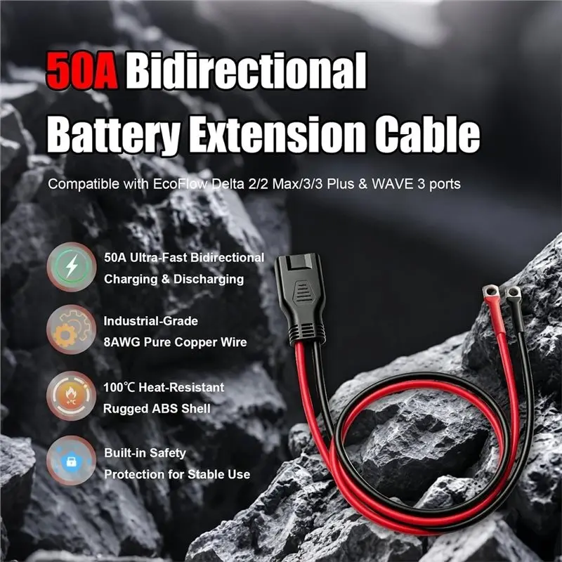 For Ecoflow Delta 2/3 Series& Wave 2/3 Compatible 50A Expansion Adapter Cable 8AWG For Bidirectional Fast Charging