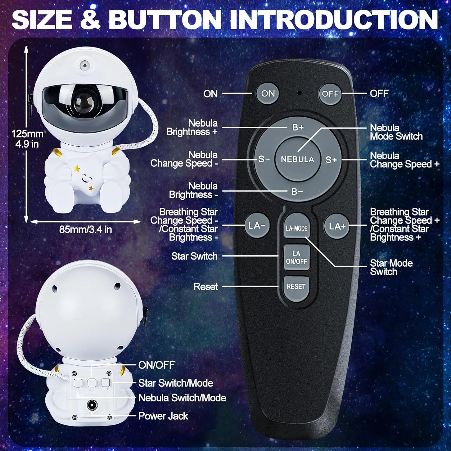 Astronaut Galaxy Star Projector - Nebula Ceiling Light 360° Adjustable Function Gift for Friend for Bedroom Decoration