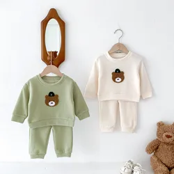 MILANCEL Kid's Clothes Set Autumn New Boys Cartoon Bear Hoodies Suit Unisex Tracksuit Girls' Trendy Sports Pullover+Pants 2Pcs