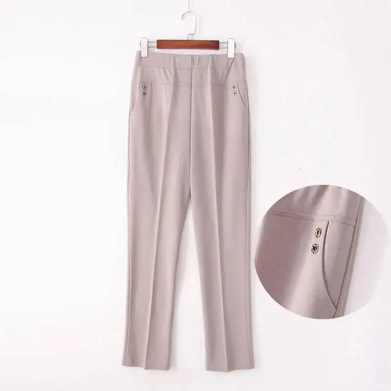 2025 Summer Straight Leg Trousers Middle Aged Women Casual High Waist Pant Korean Fashion Mother Pants