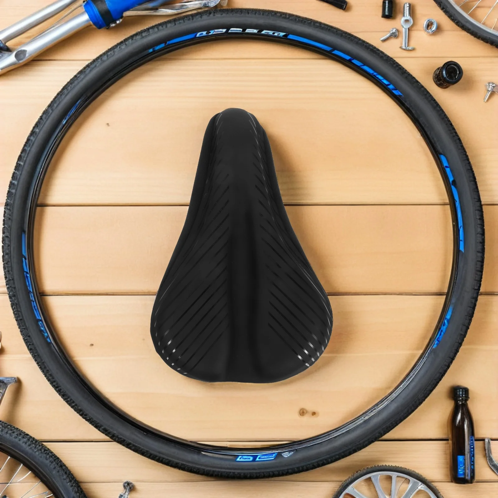 Mountain Bike Seat Cushion Waterproof Silicone Pad Ergonomic Saddle Cover for Outdoor Indoor Cycling Comfort Bike Seat Cushion