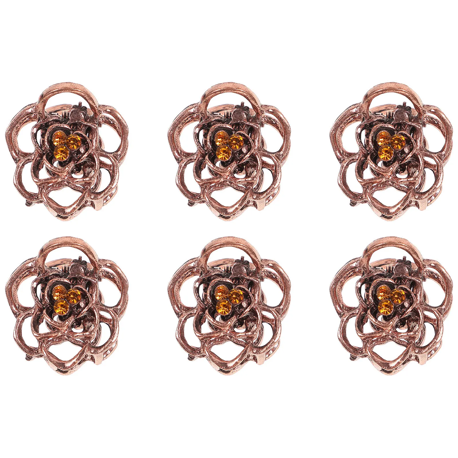 

6 шт., винтажные заколки для волос с полыми розами, мини-зажимы для труб, легкие прочные держатели для волос для женщин и девочек, офиса, дома